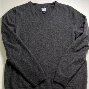 JW NORDSTROM 100 ITALIAN CASHMERE GREY V-NECK SWEATER